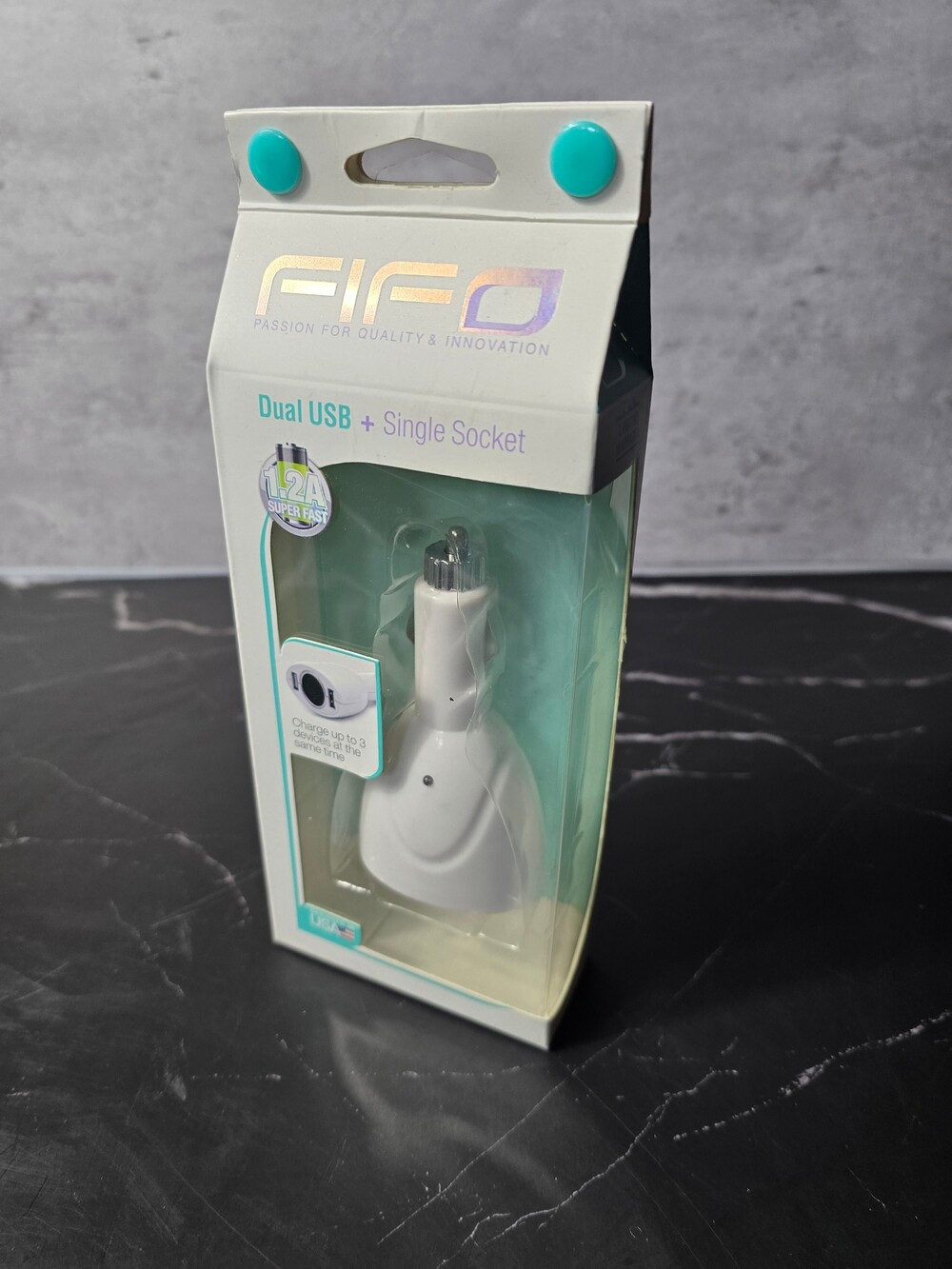 FIFO Dual USB Car Charger White 1.2A